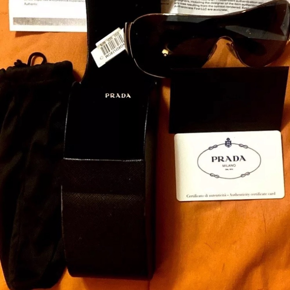 Authentic Prada Black Wrap Sunglasses with Case and Certificate of Authenticity - Picture 9 of 9